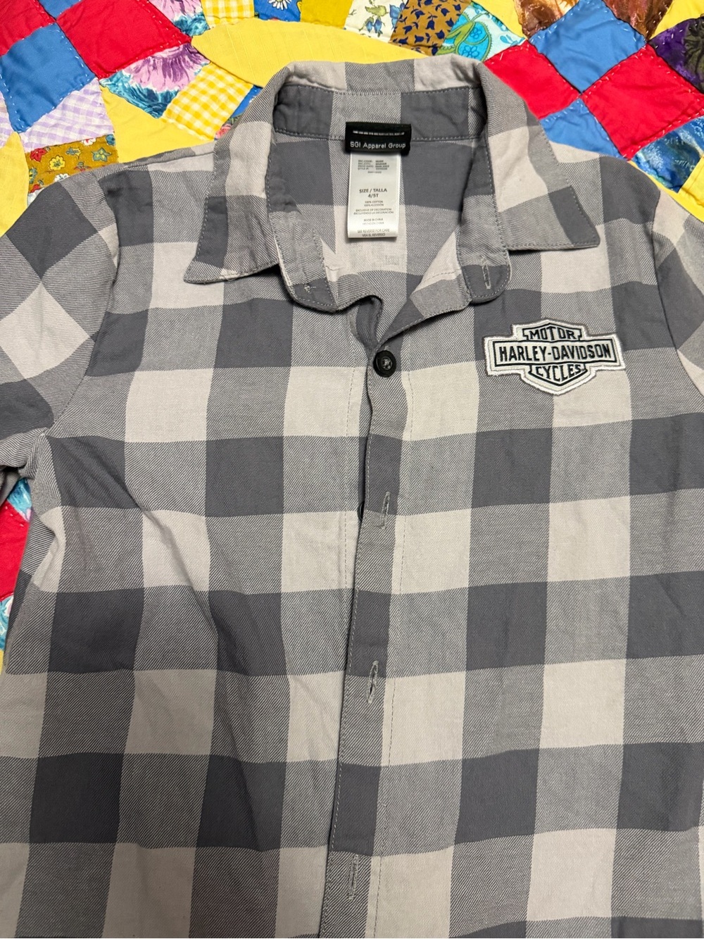 Harley-Davidson toddler Gray Plaid Button-Up Shirt